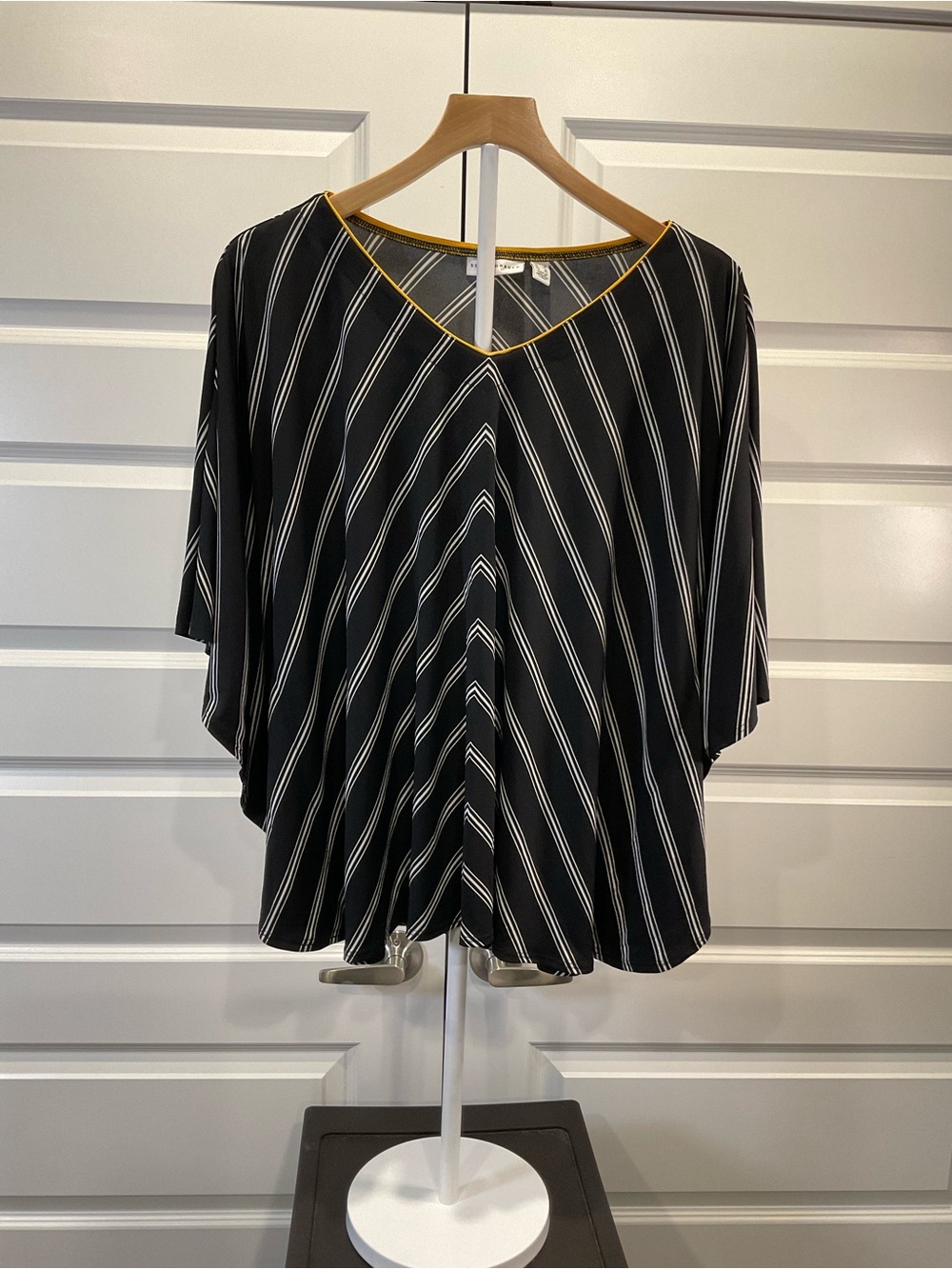 Striped V-Neck Women’s Top in Black and White